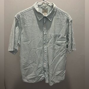L.L. Bean Seersucker Short Sleeve Button Up